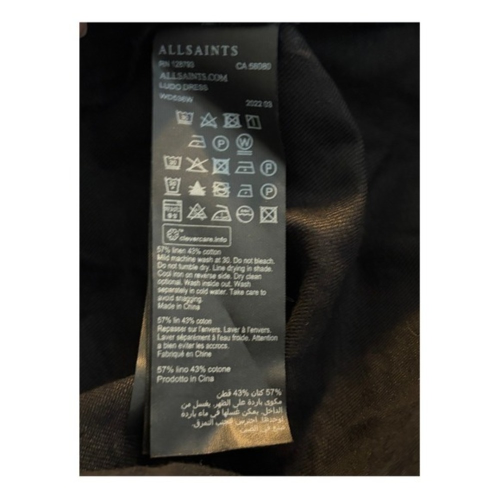 AllSaints Ludo Black Linen Blend Maxi Dress Open Back 10 - Picture 11 of 14